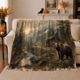 thumbnail image 1 of Rustic Wilderness Cabin Life, Peaceful Mountain Lake Scene, Warm Flannel Blanket for Cabin and Lodge with Detailed Artwork, Outdoor Lovers Camping Gift, Rustic Home Decor, 1 of 9
