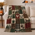 thumbnail image 1 of Rustic Wilderness Lodge Patchwork Moose Pine Tree, Peaceful Mountain Lake Scene, Warm Flannel Blanket for Cabin and Lodge, Outdoor Lovers person's Day Gift, Artistic Home Decor, 1 of 9