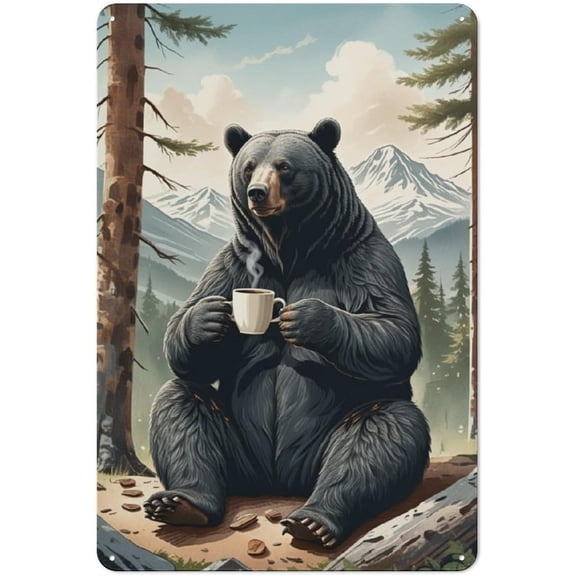 Rustic Wilderness Metal Tin Signs for Cozy Cabin Decor Wall,Bring Bear And forests Themes to Life in Your Cafe,Coffee Bar,Pub,Lodge Or Lake House with Vintage Metal Sign Wall Art 8x12 inch