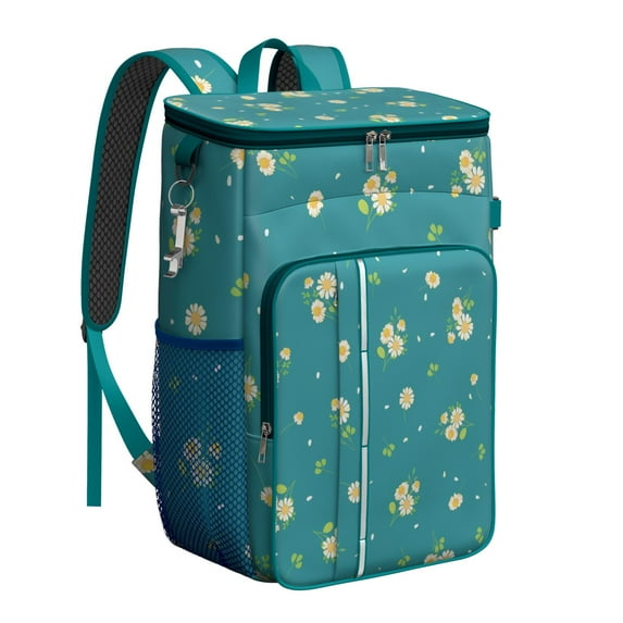 Rustic Wildflower Daisy Cooler Backpack - 20L Insulated Picnic Backpack with Tear-Resistant Oxford Exterior
