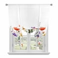 thumbnail image 1 of Rustic Wildflower Tie Up Curtain 63 Inches Long, Floral Watercolor Spring Flower Leaves Balloon Style Kitchen Window Curtain Over Sink, Small Window Rod Pocket Curtain 42"x63", 1 of 9