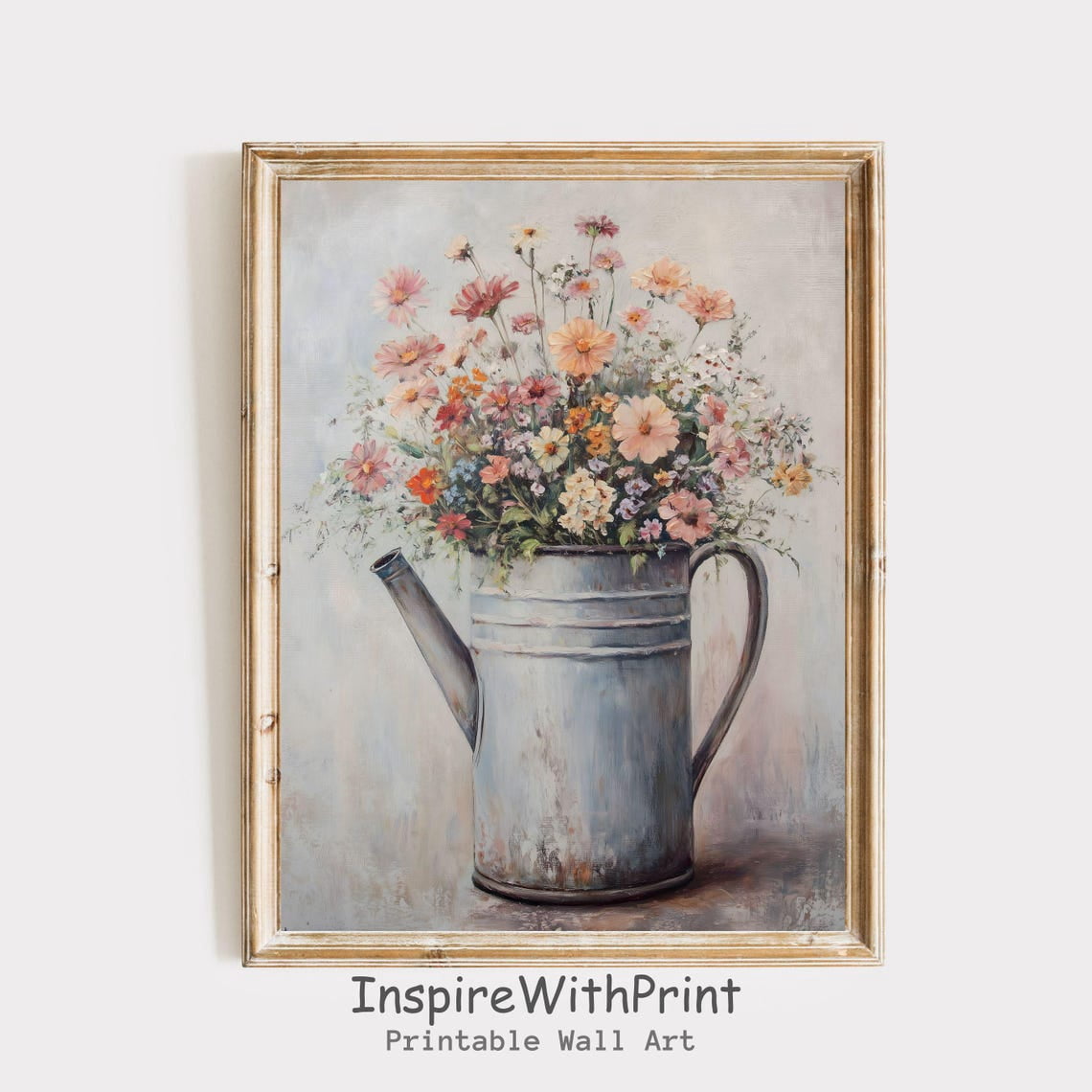 Rustic Wildflowers Can Wall Art Print, Cottage Core, Vintage Country ...