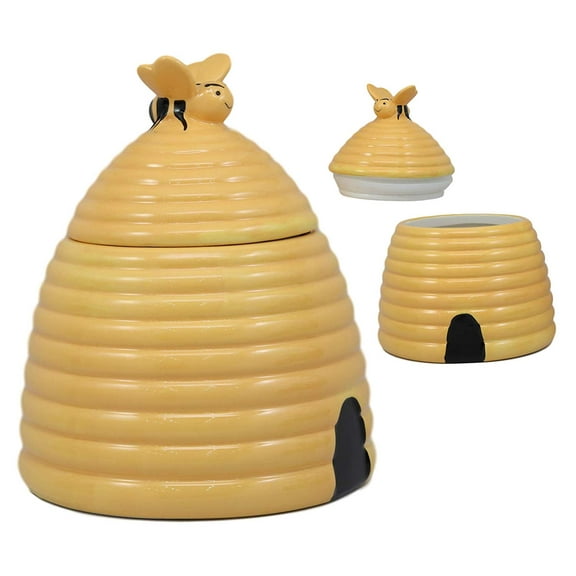 Rustic Wildlife Busy Honey Bumblebee Bee Hive Beehive Ceramic Cookie Jar 8"Tall