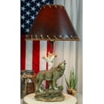 thumbnail image 1 of Rustic Wildlife Grey Wolf Howling By Birchwood Tree Table Lamp With Laced Shade, 1 of 5
