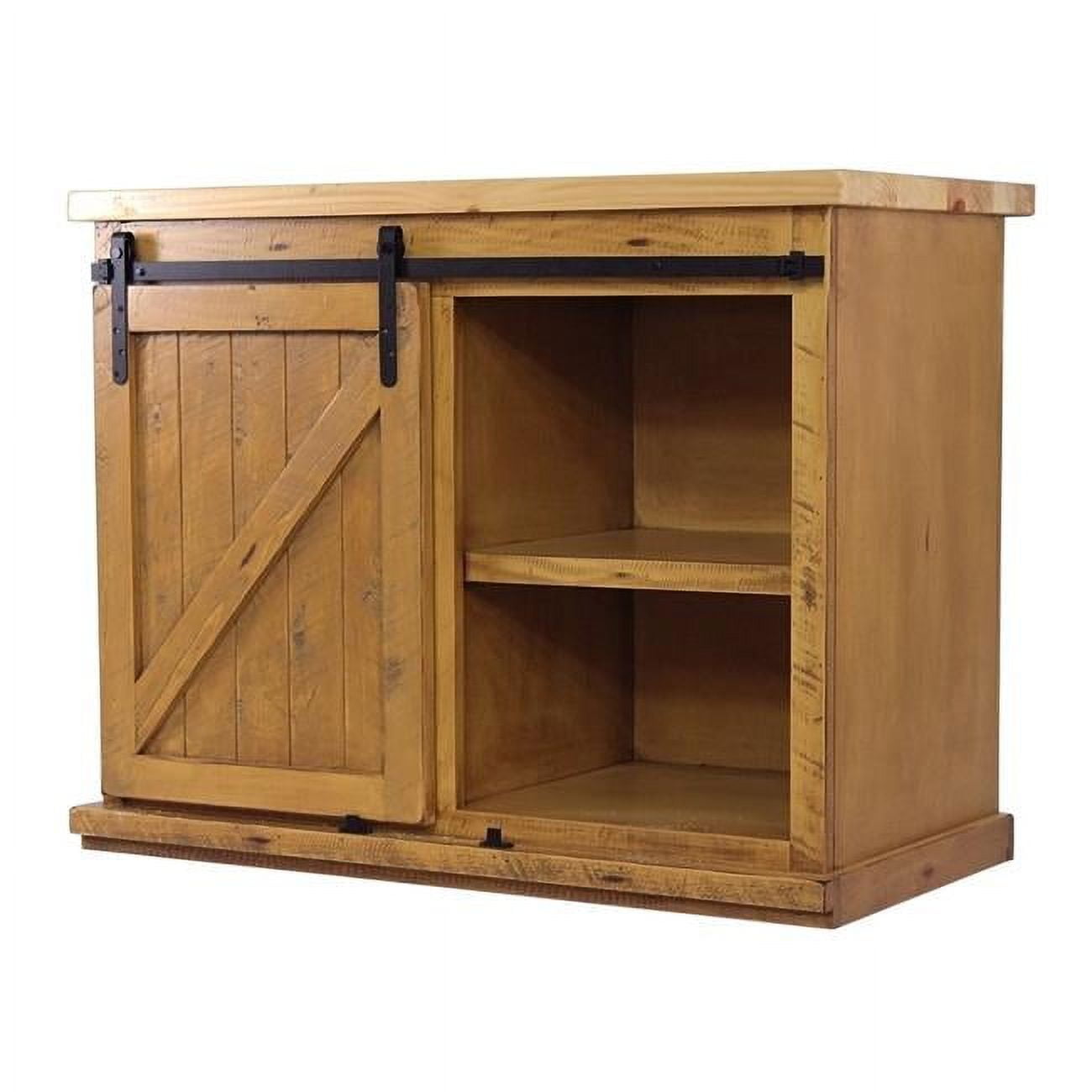 Rustic Yellow Poplar Wood Kitchen Island with Butcher Block Top