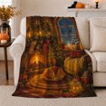 thumbnail image 1 of Rustic Winter Hearth Christmas Cat Sleeping By Fireplace, Festive Pet Portrait Pattern, Warm Flannel Blanket for Living Room and Bedroom, Cat Lovers Christmas Gift, Pet Lover Home Decor, 1 of 9