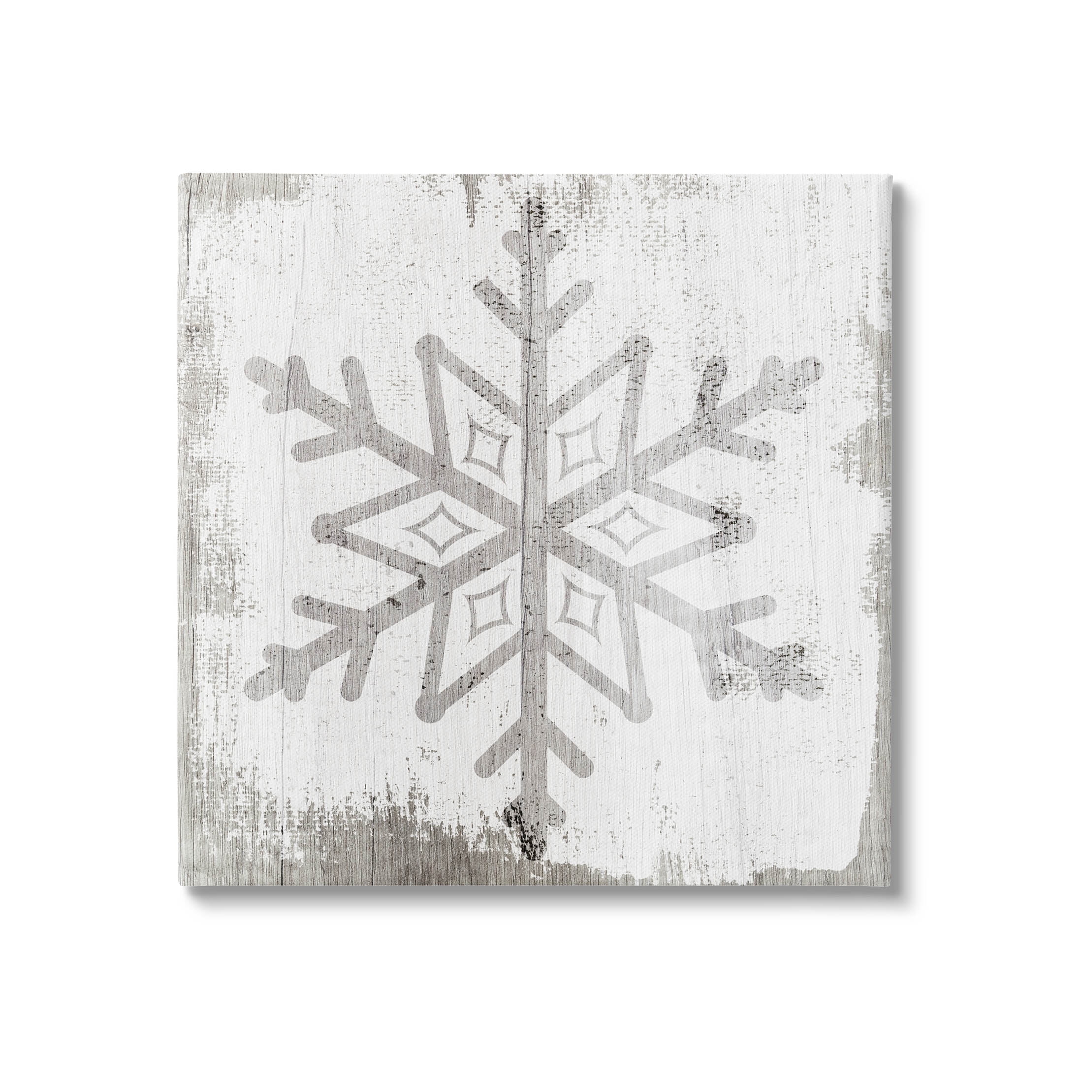 Rustic Winter Snowflake Shape Holiday Graphic Art Gallery Wrapped Canvas Print Wall Art