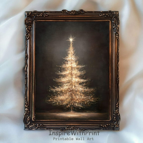 Rustic Winter Tree Wall Art Poster Dark Decor Cozy Seasonal Interiors Warm Present Vintage UNFRAMED Poster Size 16x24