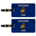 thumbnail image 1 of Rustic Wisconsin State Flag Distressed USA Luggage ID Tags Suitcase Carry-On Cards - Set of 2, 1 of 6