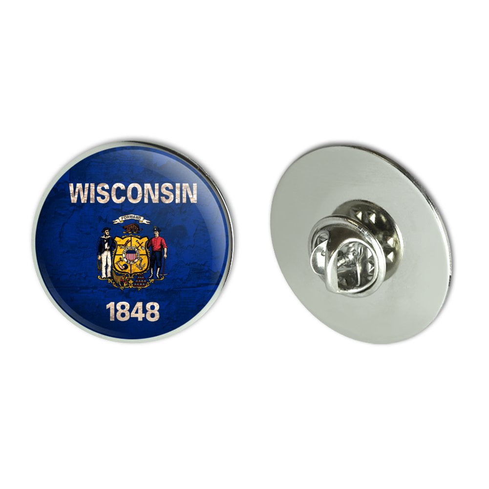 Rustic Wisconsin State Flag Distressed USA Metal 1.1
