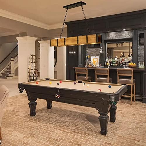 Rustic Wood 4 Lights Chandelier, Farmhouse Pendant Light Fixtures for Dining Room, Dimmable Light Pool Table Lights, Kitchen Island Lighting$$Tools & Hardware Other