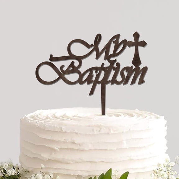 Rustic Wood Baby Shower Cake Topper Cake Insert Sign My Baptism Dessert Party Cake Supplies for Baby Baptism Birthday Party Newborn Gender Reveal Party Photo Booth Props Welcome Baby Party Decor