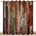 thumbnail image 1 of Rustic Wood Barn Door Blackout Curtains Village Wooden Home Decor Vintage Farmhouse Country Colorful Plank Decorate for Bedroom Living Room Grommet Window Drapes 2 Panel Set-42"W x 84"L (Pack of 2), 1 of 7