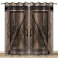 thumbnail image 1 of Rustic Wood Barn Door Blackout Curtains Vintage Brown Home Bedroom Living Room Decor, 104x84 Inch, 1 of 7