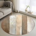 thumbnail image 1 of Rustic Wood Barn Round Living Room Rugs 3.3 ft, Brown Watercolor Striped Minimalism Washable Area Rug with Non-Slip Sturdy Edge Binding Round Front Door Mat Floor Carpet for Entryway, 1 of 9