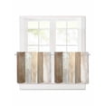 thumbnail image 1 of Rustic Wood Barn Short Blackout Curtains 30Inch Long Brown Watercolor Striped Minimalism Rod Pocket Kitchen Curtains, 2 Panels Thermal Insulated Room Darkening Drapes for Bedroom, 30"W x 30"L, 1 of 5