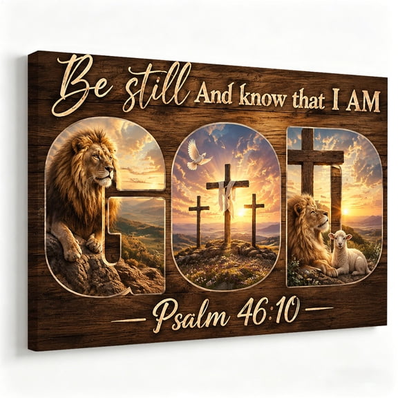 Elmivo Art Rustic Wood Be Still and Know That I Am God Framed Canvas Wall Art