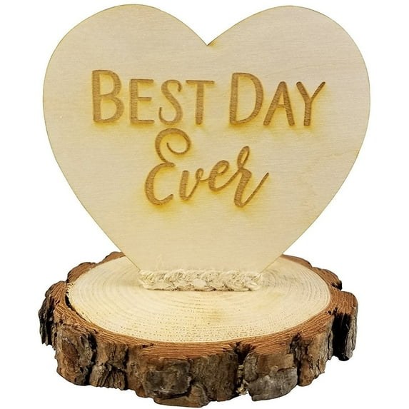 Rustic Wood Best Day Ever Wedding Cake Topper