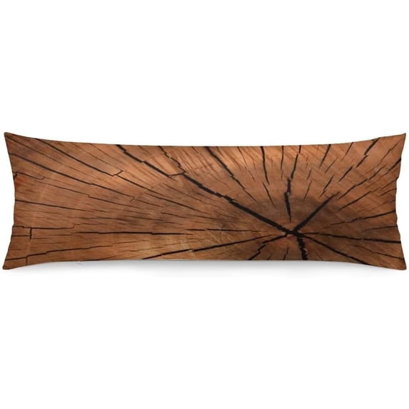 Rustic Wood Body Pillow Cover, 20"x54", Brown Microfiber Polyester
