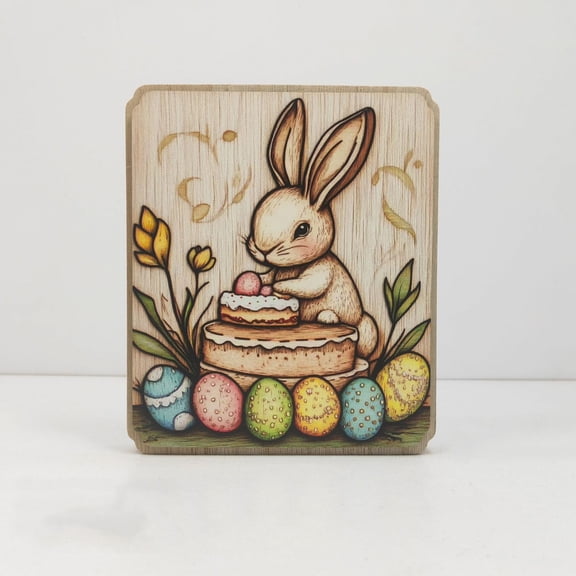 Rustic Wood Bunny, Handmade Multi-Level Rabbit Figurine, Charming Easter Gift & Country Chic Home Decor for Spring Season C