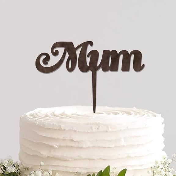 Rustic Wood Cake Topper Custom Names Colors Mum Double Sided Cake Insert Baking Party Cake Keepsake for Mother Mama's Birthday Party Decorations Best Mom Gift