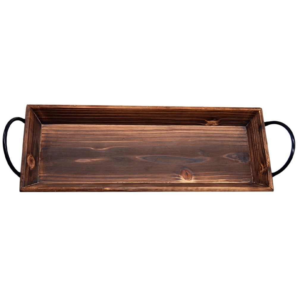 Rustic Wood Candle Holder Tray Dining Table Centerpiece Rectangle