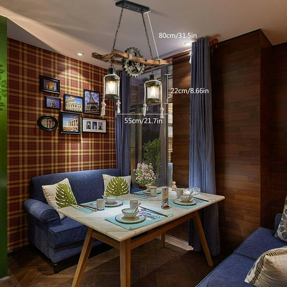 Rustic Wood Chandelier Farmhouse Loft Vintage Pendant Light Ceiling Fixture Lamp