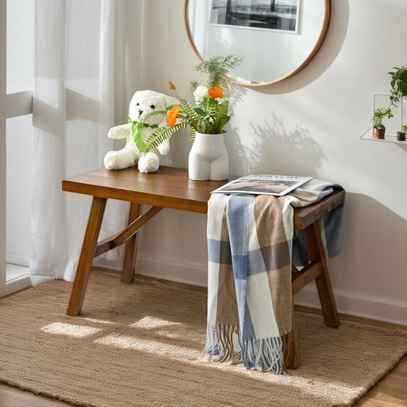 Rustic Wood Console Table, 30" Narrow Entryway Bench