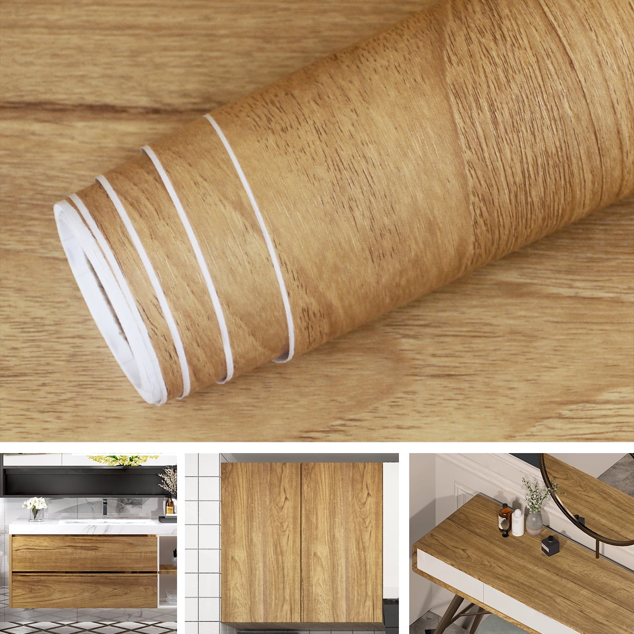 Rustic Wood Contact Paper 395"x15.8" AbaBoorty Wood Grain Wallpaper Peel and Stick Wall Paper Vinyl Wrap Paper Farmhouse Removable Wallpaper for Decor Kitchen Counter Cabinets Desk Table Top Cupboard