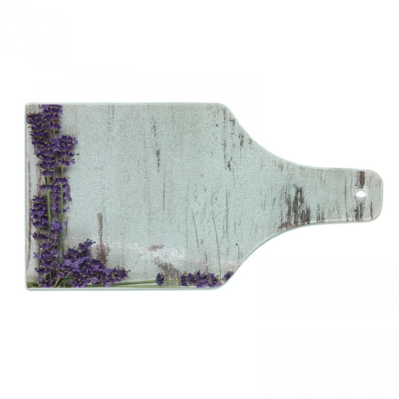 Rustic Wood Cutting Board, Antique Arrangement of Wall with Flowers in the Summer, Decorative Tempered Glass Cutting and Serving Board, in 3 Sizes, by Ambesonne