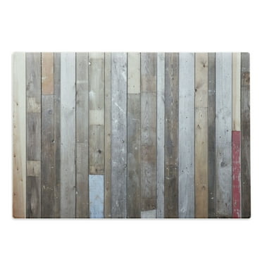 Rustic Wood Cutting Board, Arrangement with Planks and Retro Effect Photo Style Print of Timber, Decorative Tempered Glass Cutting and Serving Board, in 3 Sizes, by Ambesonne