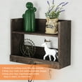 thumbnail image 1 of Rustic Wood Decoration Floating Storage Shelf with 3 Hooks, Brown, 1 of 6
