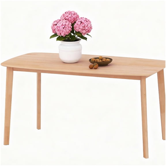 Rustic Wood Dining Table, 6-7 Seater Kitchen Table with Large Tabletop, Natural Wood Color