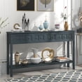 thumbnail image 1 of Rustic Wood Entryway Console Table, 60" Long Sofa Table with 2 Different Size Drawers and Bottom Shelf, 1 of 8