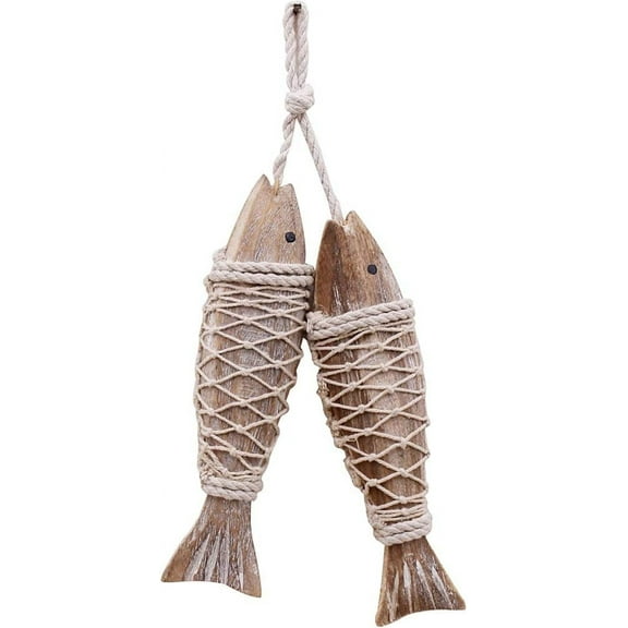 Keyasia Rustic Wood Fish Decor, Hanging Nautical Wall Art, Beach Themed Decoration