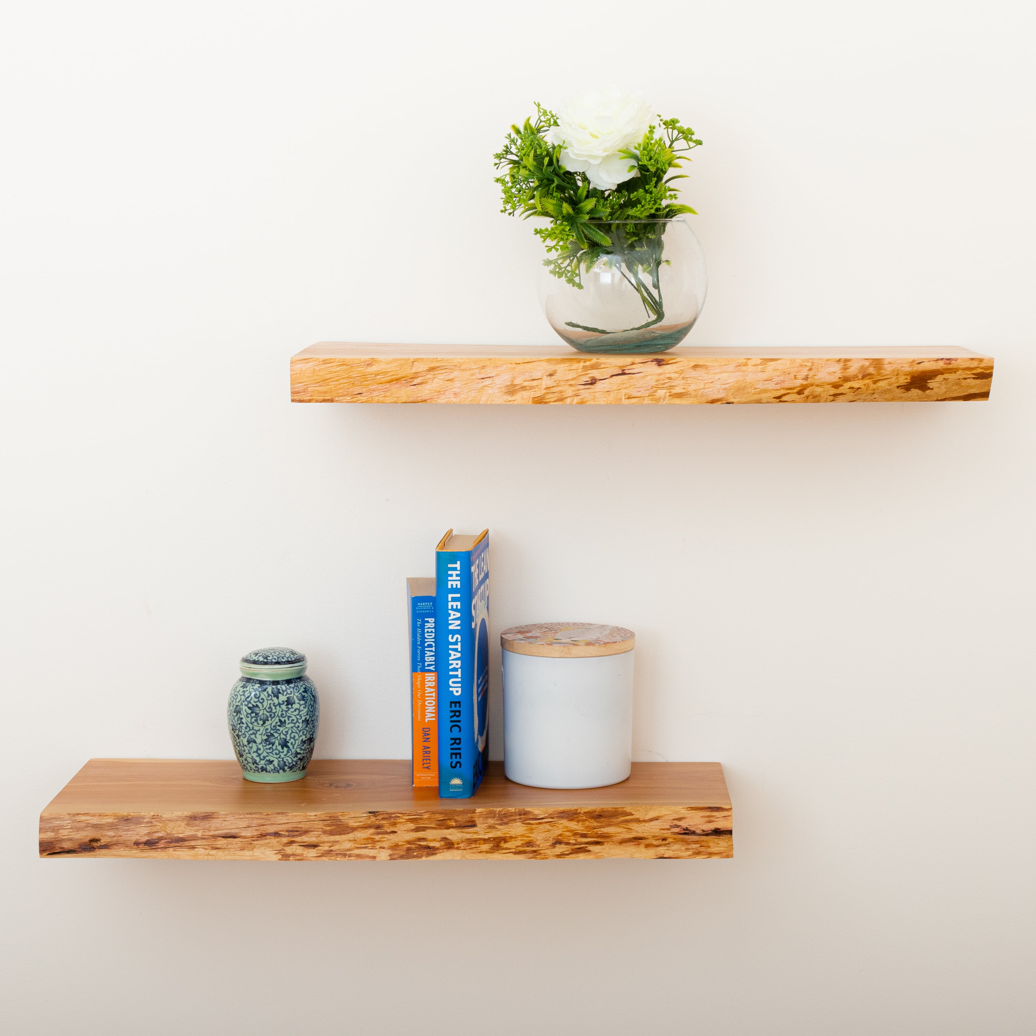 Afuly Wood Floating Shelves 2 Pcs White Wall Shelf Storage Shelves