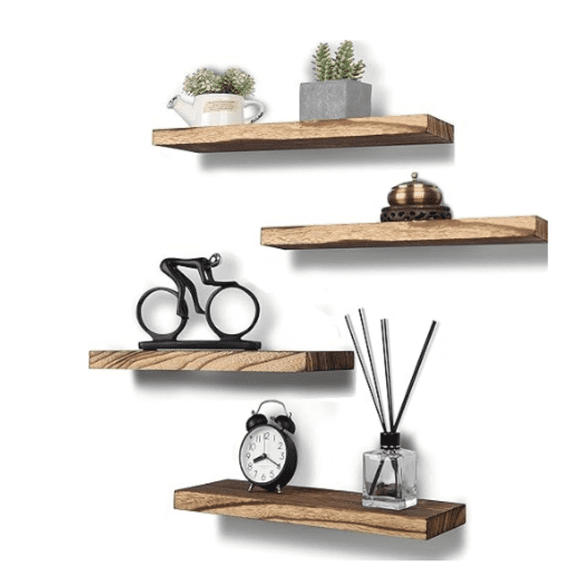 Rustic Wood Floating Shelves for Wall Dr Farmhouse Wooden Wall Shelf for Bathroom Kitchen Bedroom Living Room Set of 4 Light Brown 16 Inch