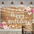 thumbnail image 1 of Rustic Wood Floral Birthday Backdrop Spring Flower Wood Glitter Happy Birthday Photography Background for Women Photo Booth Props Kids Adult Birthday Wedding Party Cake Table Decoration, 1 of 10