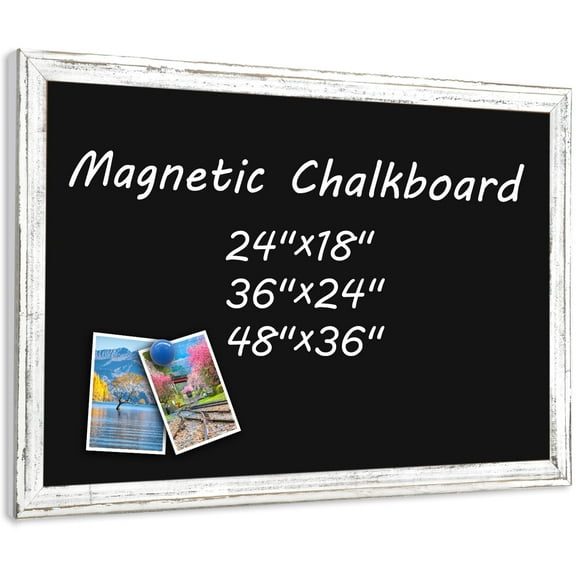 Rustic Wood Framed Magnetic Chalkboard 36" x 24" Large Hanging Chalk Board Sign Non-Porous Wall Blackboard for Wedding Kitchen Restaurant Menu and Home included Chalk Markers Magnets