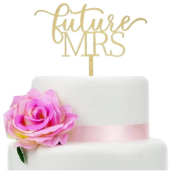 Rustic Wood Future Mrs Cake Topper, Bridal Shower Decorations, Wedding/Bachelorette/Engagement Party Cake or Dessert Table Decoration Supplies