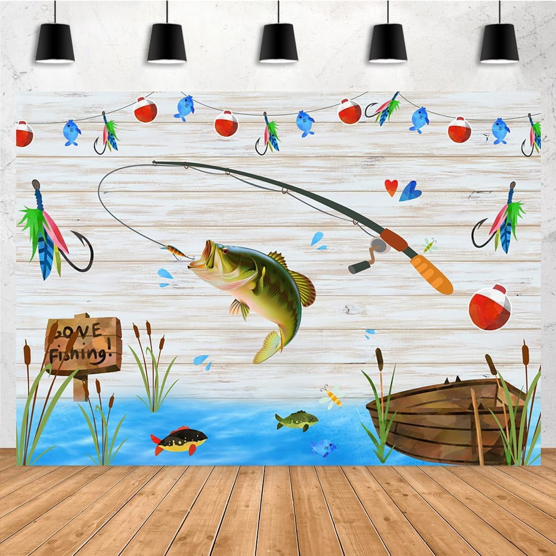 Toddler Fishing Game Gone Fishing Party Banner Backdrop With Toss Game ...