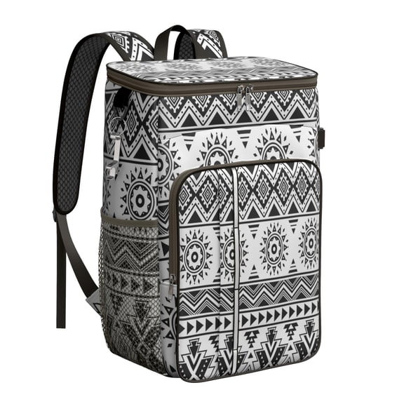 Rustic Wood Grain Backpack Cooler – Insulated Waterproof Lunch Bag with Aesthetic Artistic Accents for Camping, Fishing, and Road Trips