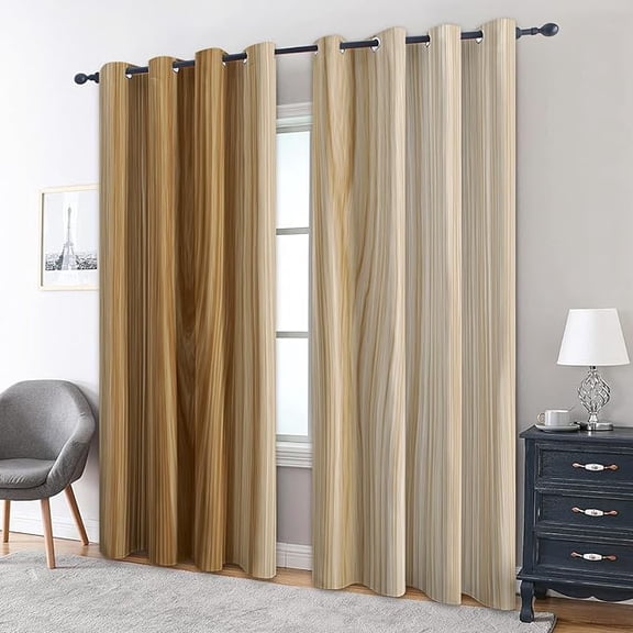 Rustic Wood Grain Blackout Curtains, Vintage Wooden Curtains for Bedroom Living Room - Farmhouse Decor Window Treatments -52"W x 63"L(Pack of 2)