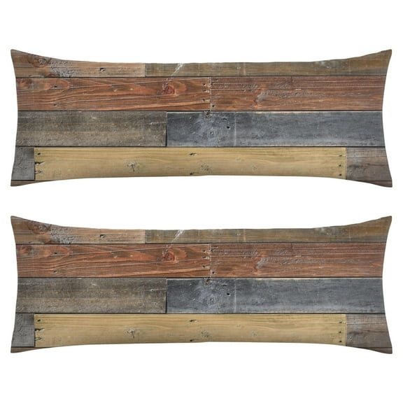 Rustic Wood Grain Body Pillow Cover 20x54 - Soft Breathable Full Length Pillow Case with Invisible Zipper, Farmhouse Style Weathered Wood Texture Maternity Pillow Protector