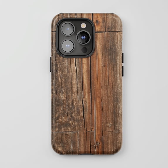 Rustic Wood Grain For All iPhone Series Tough Phone Case Natural Look Brown Finish
