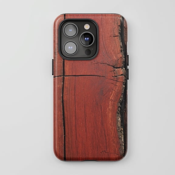 Rustic Wood Grain For All iPhone Series Tough Phone Case Natural Mahogany Finish