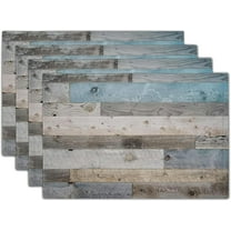 Rustic Wood Grain Placemats Set of 4, Vintage Barn Wooden Linen Table Mat, Farmhouse Country Style Lodge Heat Resistant Washable Place Mats for Dining Kitchen Party Holiday Decor 12x18Inch