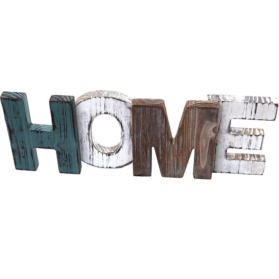 Rustic Wood Home Sign Decoration | Wall Mount or as Freestanding Decoration on Table or a Fireplace Mantel | Perfect Cutout Word Sign Accent for a Family Living Room Centerpiece
