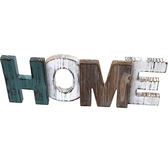Rustic Wood Home Sign Decoration | Wall Mount or as Freestanding Decoration on Table or a Fireplace Mantel | Perfect Cutout Word Sign Accent for a Family Living Room Centerpiece