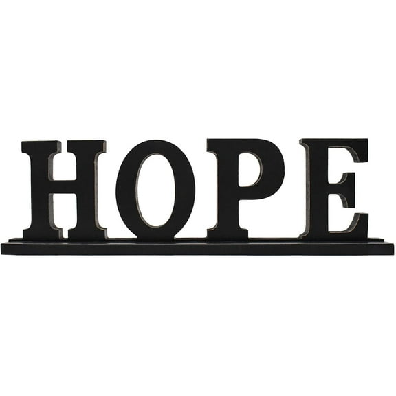 Rustic Wood Hope Sign for Home Decor, Decorative Wooden Cutout Word Decor Freestanding Hope Tabletop Decor, Black Hope Block Letters Sign Family Mantel Decor (Black Hope Sign)